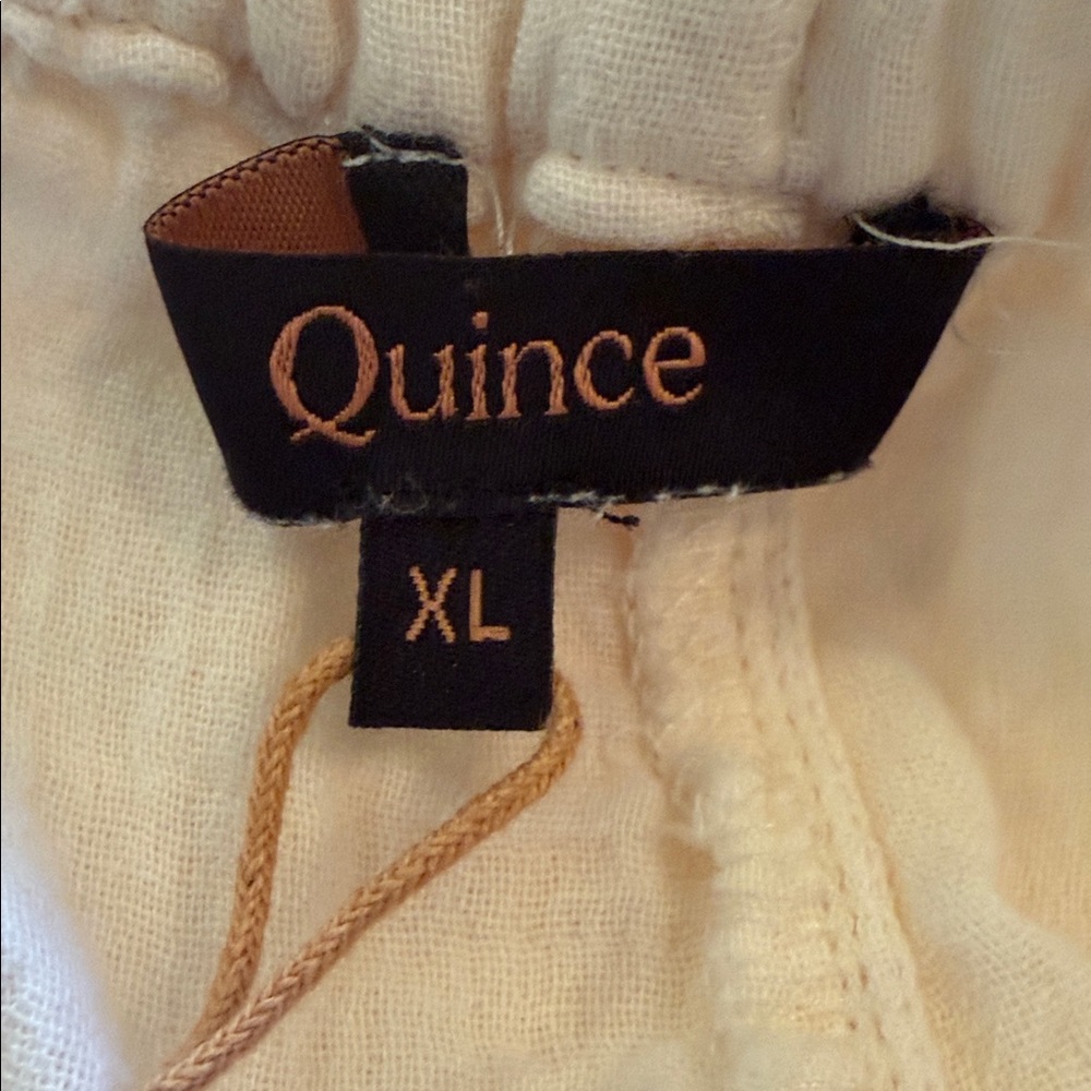 NWT Quince 100% Organic Cotton Cream Gauze Straight Leg Pants Size XL Resort - Picture 4 of 5